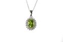 925 Sterling Silver Peridot & Diamond Necklace Ova