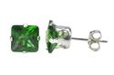 Emerald Square CZ Stud Earrings .925 Sterling Silv