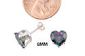 Sterling Silver Rainbow Mystic Topaz CZ Heart Stud