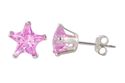 Pink Star Earrings CZ Studs 925 Silver