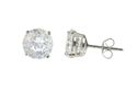 Sterling Silver 925 Round CZ Stud Earrings Clear B