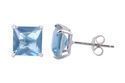 Square Blue Topaz CZ December Birthstone Stud Earr