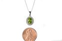 925 Sterling Silver Peridot & Diamond Necklace Ova