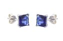 Sapphire CZ Stud Earrings Square Basket Set 925 Si