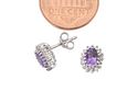 Amethyst & Diamond Stud Earrings Oval .03 ct, I-J,