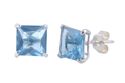 Square Blue Topaz CZ December Birthstone Stud Earr