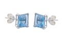 Square Blue Topaz CZ December Birthstone Stud Earr