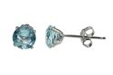 Aquamarine CZ March Birthstone Stud Earrings .925 