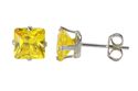 Citrine Square Cubic Zirconia Stud Earrings 925 Si