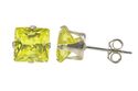 Square Peridot Cubic Zirconia Stud Earrings August