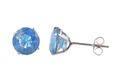 Blue Topaz Earrings CZ December Birthstone Studs S