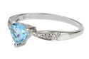 Diamond Heart Ring .925 Silver .5ct Blue Topaz Cen