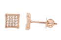 Sterling Silver Rose Gold Cubic Zirconia Stud Earr