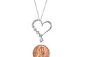 .925 Silver Heart Necklace Clear CZ Cubic Zirconia