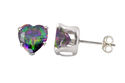 Sterling Silver Rainbow Mystic Topaz CZ Heart Stud