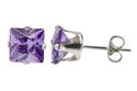 Amethyst Square CZ Stud Earrings February Birthsto