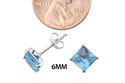 March Birthstone Earrings Square Aquamarine Studs 