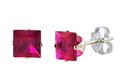 Sterling Silver Square Ruby CZ July Birthstone Pro