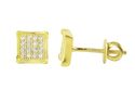 Sterling Silver Yellow Gold Plated Pave Stud Earri