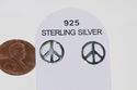 Peace Sign Earrings Sterling Silver Studs 11mm 