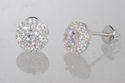 Micropave Stud Earrings Sterling Silver Screwback 