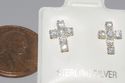 Cross Earrings Cubic Zirconia Sterling Silver Stud