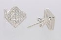 .925 Sterling Silver CZ Stud Earrings Leverback Sq