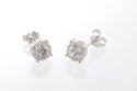 Halo Cubic Zirconia Stud Earrings Sterling Silver 