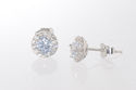 Halo Cubic Zirconia Stud Earrings Sterling Silver 