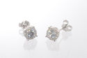 Halo Cubic Zirconia Stud Earrings Sterling Silver 