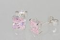 Square Pink CZ October Birthstone Stud Earrings .9