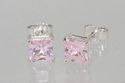 Square Pink CZ October Birthstone Stud Earrings .9