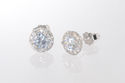 Halo Cubic Zirconia Stud Earrings Sterling Silver 