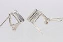 .925 Sterling Silver CZ Stud Earrings Leverback Sq