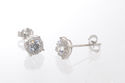 Halo Cubic Zirconia Stud Earrings Sterling Silver 