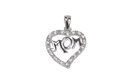 Mom Pendant Heart Clear CZ .925 Sterling Silver