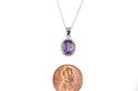 925 Sterling Silver Amethyst & Diamond Necklace 16