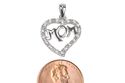 Mom Pendant Heart Clear CZ .925 Sterling Silver