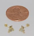 Teddy Bear Stud Earrings 10k Yellow Gold 6mm CZ Sc