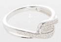 .925 Sterling Silver Swoosh Design Diamond Ring - 