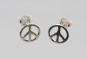 Peace Sign Earrings Sterling Silver Studs 9mm 