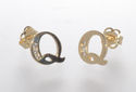 10k Yellow Gold Initial Stud Earrings Letter Q Cub