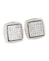 .925 Sterling Silver Mens Stud Earrings Clear CZ S