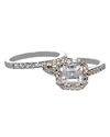 Silver Wedding Ring Set Bridal CZ Band 1.5ct Squar