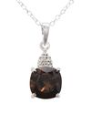 Sterling Silver 2ct Smoky Quartz & Diamond Necklac