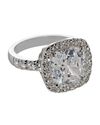 Cushion Cut Square Cubic Zirconia Ring Sterling Si