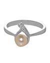 Sterling Silver 6mm Freshwater Pearl .01ct Genuine