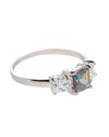 Sterling Silver Ring Square Mystic Topaz & Clear 3