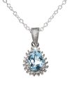 Sterling Silver Blue Topaz (1ct) and Diamond (.01c