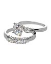 .925 Sterling Silver Wedding Band Bridal Set CZ Cu